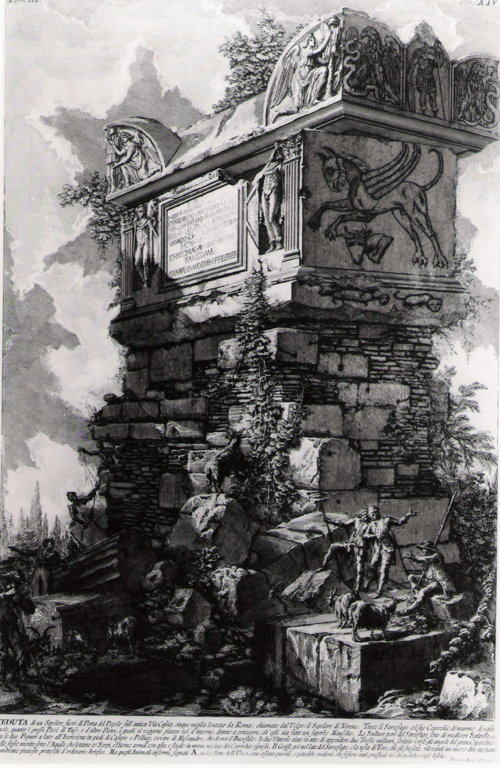 veduta di un sepolcro fuori di Porta del Popolo sull'antica via Cassia (sta